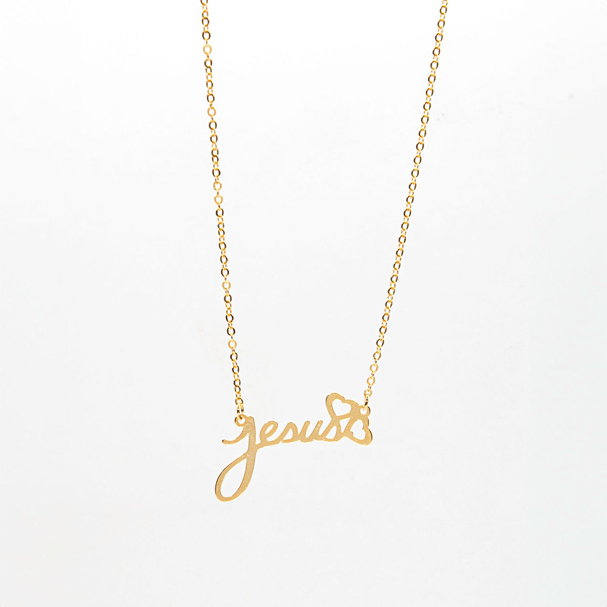 Colar Religioso Pingente Escrita Jesus | Banhado a Ouro 18k