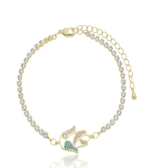 Pulseira Riviera Com Pingente Mão de Fatima Folheada Ouro 18k