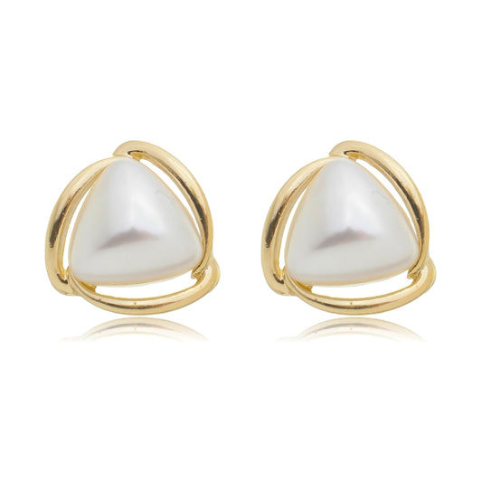 Brinco Pino Pérola Triangular | Banhado a Ouro 18k