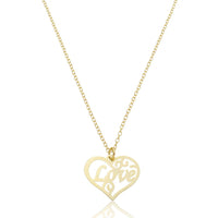 Colar Design Coração Vazado Escrito Love | Banhado a Ouro 18k