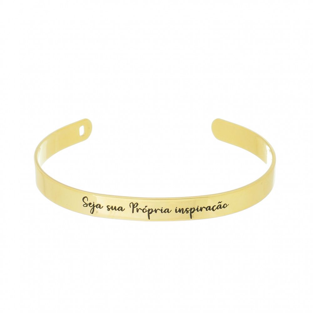 Bracelete com frase ''SEJA SUA PRÓPRIA INSPIRAÇÃO'' | Banhado a Ouro 18k