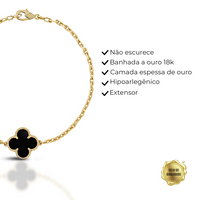 Kit Pulseira, Colar Choker e Brinco - Virginia Trevo Banhado a Ouro 18K